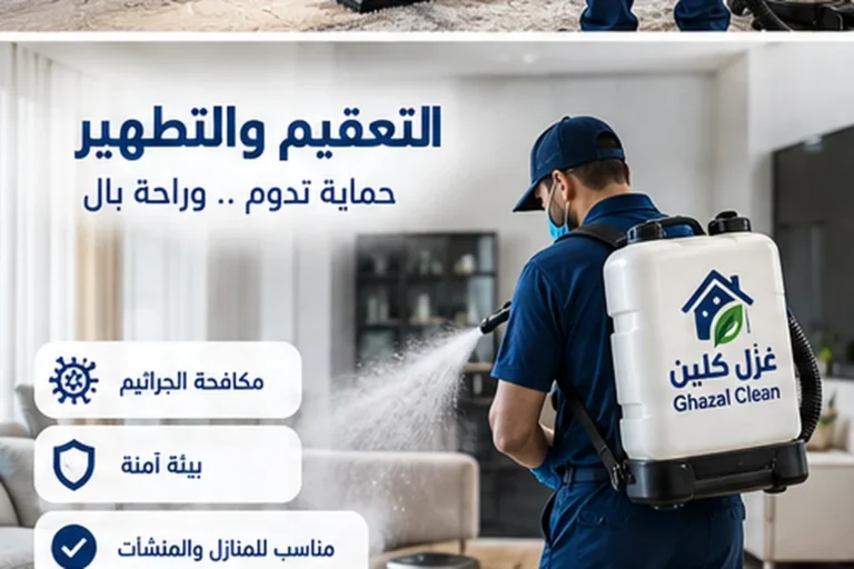 فني غزل كلين أثناء تنفيذ خدمة تعقيم وتطهير